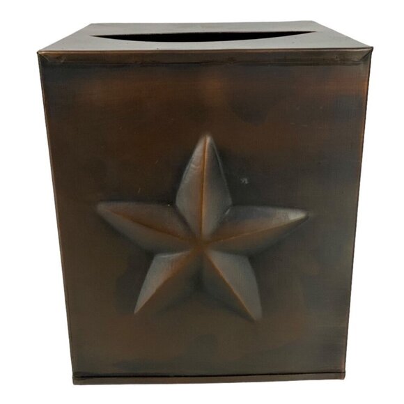 Rustic Metal Tissue Box Holder Brown Texas Star Design By CTW Home Collection - Picture 2 of 7